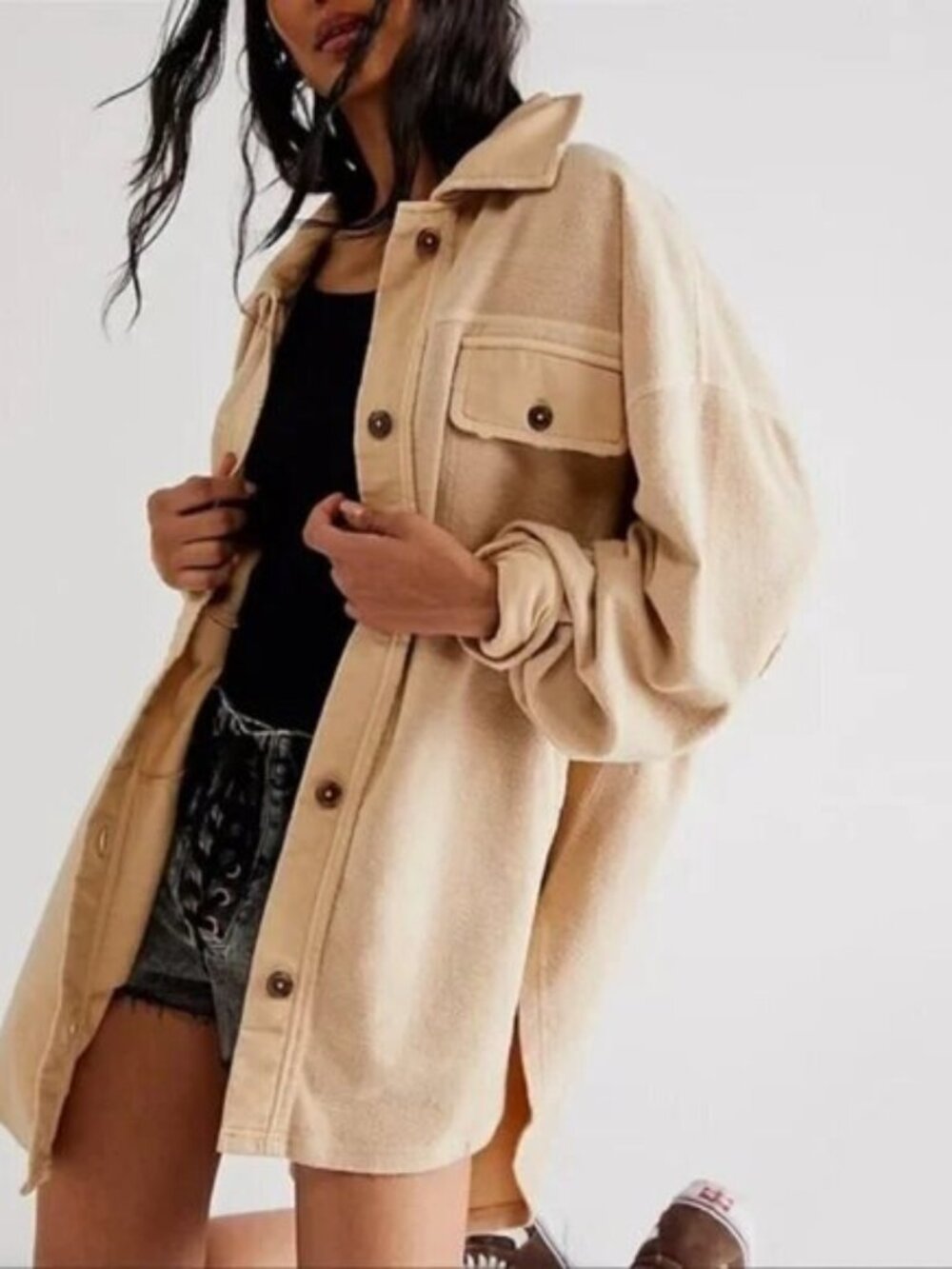 Free People Ruby Shacket Jacket in Sweetheart Sunrise